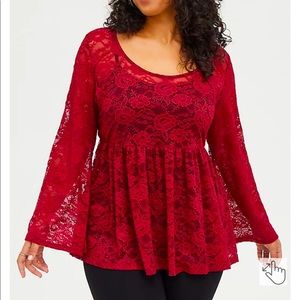 Red lace babydoll top. TORRID SIZE 1